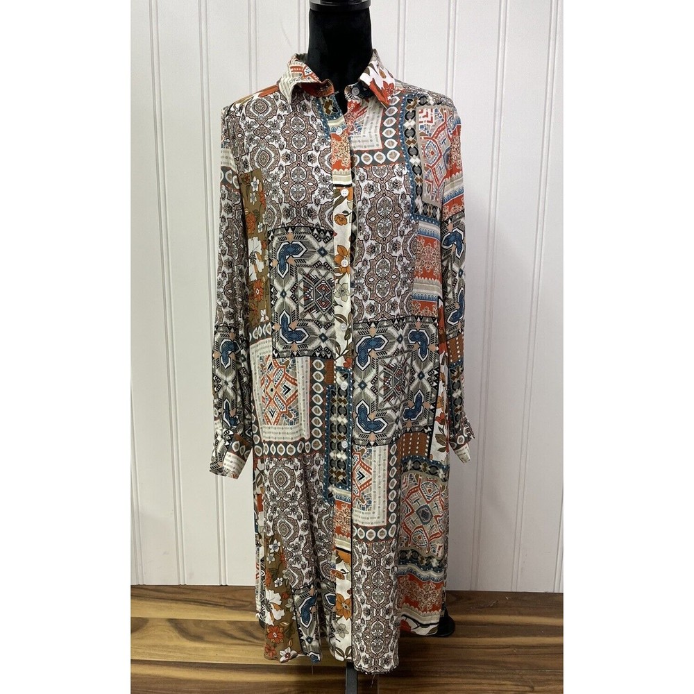 GIMMICKS‎ MIXED MEDIA KIMONO IN SILKY FLORAL PATCHWORK SIZE SMALL